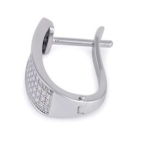 Pure Sterling Silver 925 Clear zirconia Hoop Earrings exclusive European